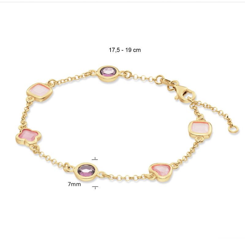 glow-104-8625-19-gold-plated-armband-met-hanger-en-zirkonia-roze-paars-7-mm-breed-lengte-17-5-19-5-cm