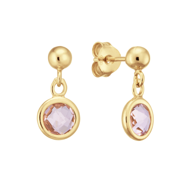 glow-106862100-gold-plated-oorhangers-met-roze-zirkonia-7-mm-breed-hoogte-14-mm