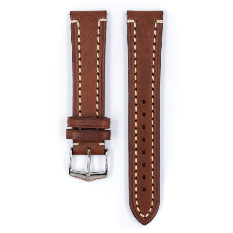 hirsch-liberty-10920210-2-elegante-leren-horlogeband-bruin-cremekleurig-stiksel-20-22-mm-breed