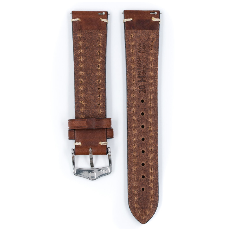 hirsch-liberty-10920210-2-elegante-leren-horlogeband-bruin-cremekleurig-stiksel-20-22-mm-breed