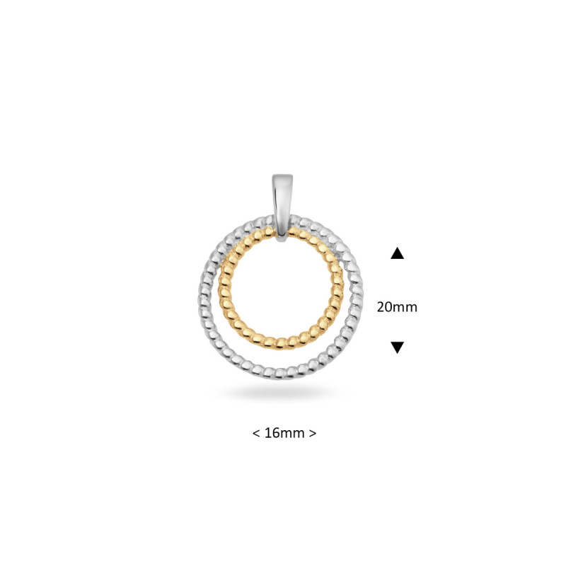 glow-120-0783-00-bicolor-glanzende-hanger-met-twee-verweven-cirkels-16-mm-breed-hoogte-20-mm