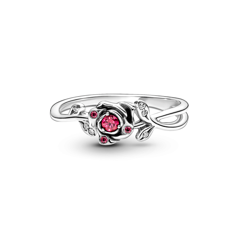 pandora-disney-190017c01-belle-en-het-beest/beauty-and-the-beast-ring-roos-met-rode-en-transparante-zirkonia-58072