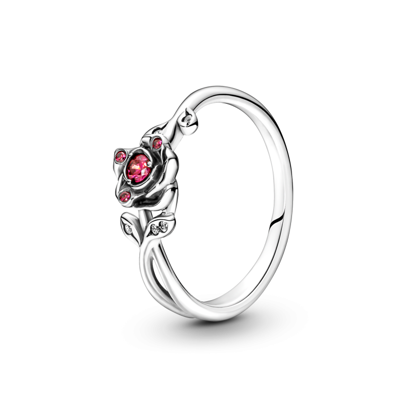 pandora-disney-190017c01-belle-en-het-beest/beauty-and-the-beast-ring-roos-met-rode-en-transparante-zirkonia-58072