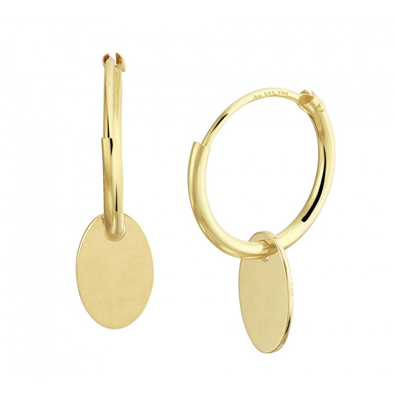 Depressie meester porselein Gouden oorringen met ovale hanger | Mostert Juweliers