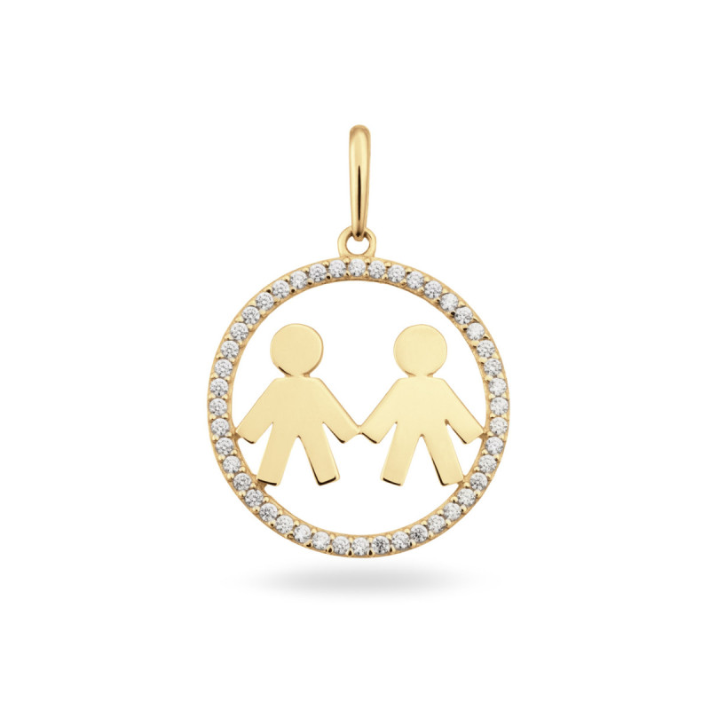 glow-220-0185-00-14-karaat-gouden-ronde-hanger-met-steen-zirkonia-en-twee-jongens-diameter-16-mm