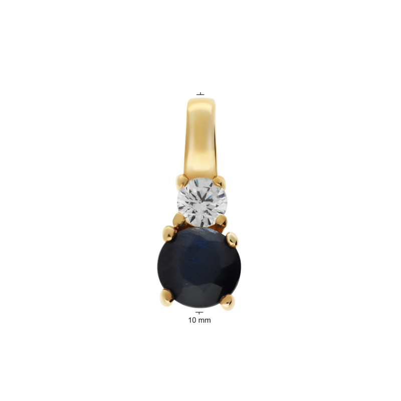 glow-220-1033-00-14-karaat-gouden-rechthoekige-hanger-met-saffier-en-zirkonia-hoogte-10-mm