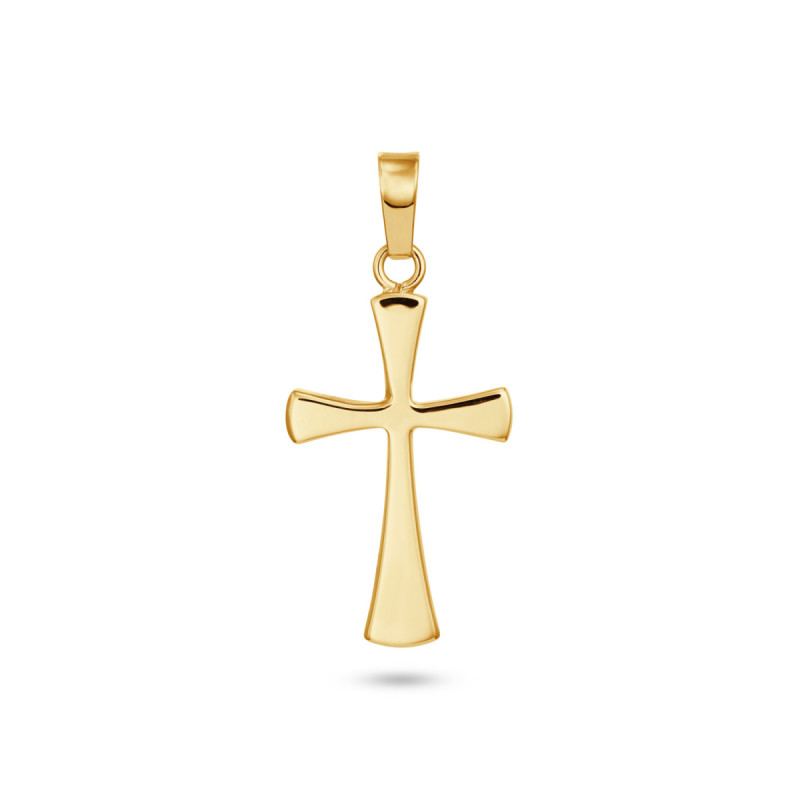 glow-246-0214-00-14-karaat-gouden-kruisvormige-hanger-met-glanzende-afwerking-12-mm-breed-hoogte-26-mm