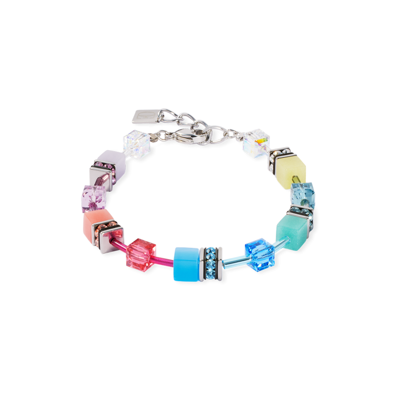 coeur-de-lion-armband-geocube-iconic-zilverkleurig-en-multicolor-stenen-2838-30-1517-lengte-18-5-21-5-cm