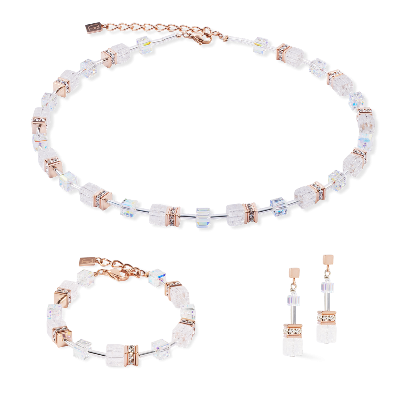 coeur-de-lion-3018-10-1425-rosegoudkleurige-ketting-geocube-iconic-nature-met-witte-stenen-lengte-42-48-cm