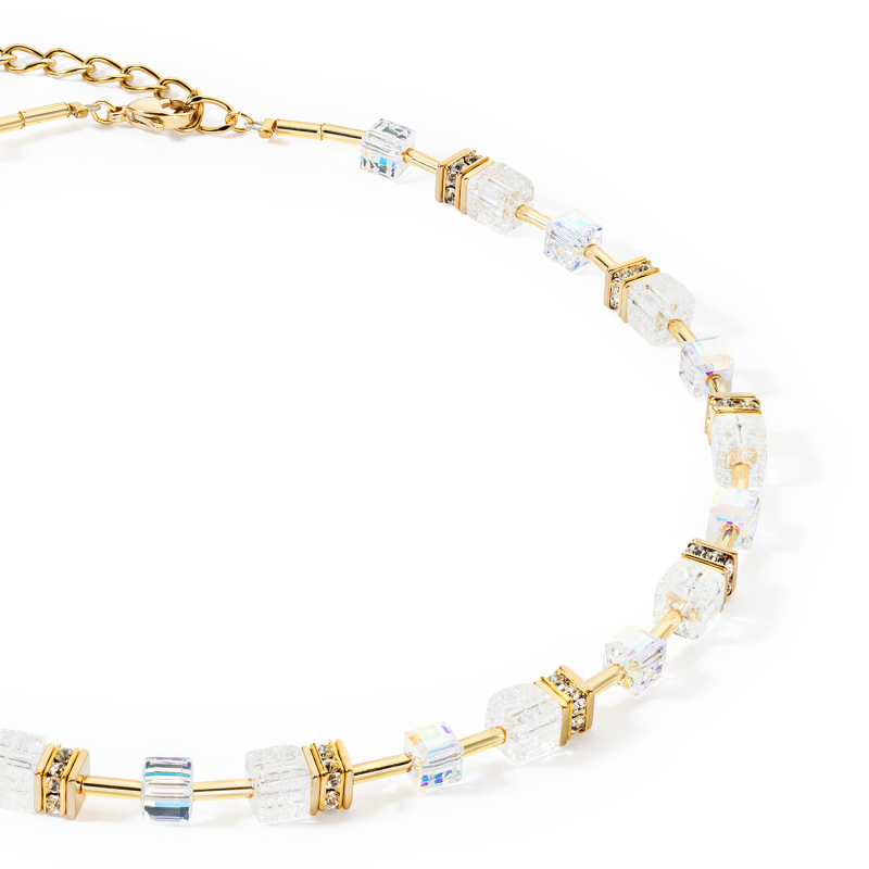 coeur-de-lion-geocube-ketting-iconic-nature-3018-10-1416-goudkleurig-met-wit