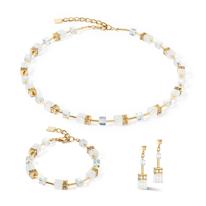 coeur-de-lion-geocube-ketting-iconic-nature-3018-10-1416-goudkleurig-met-wit