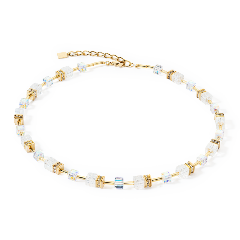 coeur-de-lion-geocube-ketting-iconic-nature-3018-10-1416-goudkleurig-met-wit