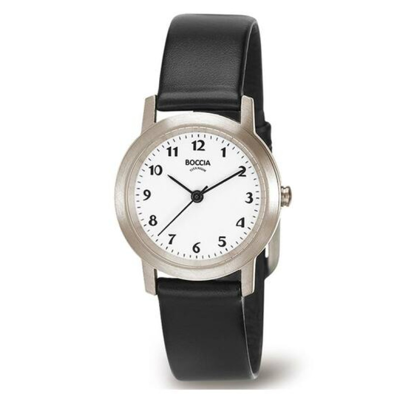 boccia-titanium-3291-01-dameshorloge-ronde-titanium-kast-met-witte-wijzerplaat-en-zwarte-leren-band-o-29-mm
