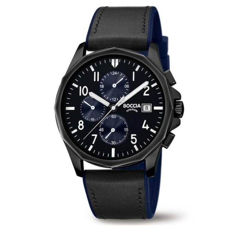 boccia-titanium-3747-03-chronograaf-herenhorloge-met-zwarte-wijzerplaat-en-leren-band-titanium-kast-o-40mm