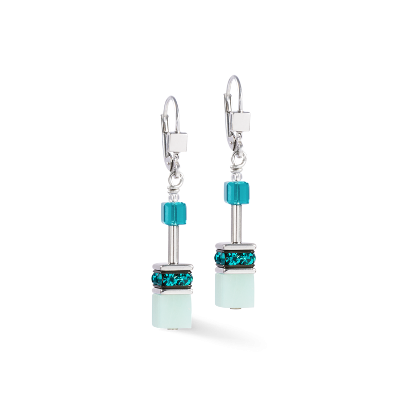 coeur-de-lion-4010-20-0548-oorbellen-geocube-iconic-precious-met-groene-en-blauwe-stenen