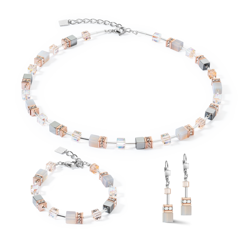 coeur-de-lion-geocube-armband-4017-30-0235-iconic-precious-zilverkleurig-met-grijs-en-rosegoud