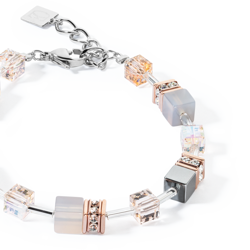 coeur-de-lion-geocube-armband-4017-30-0235-iconic-precious-zilverkleurig-met-grijs-en-rosegoud