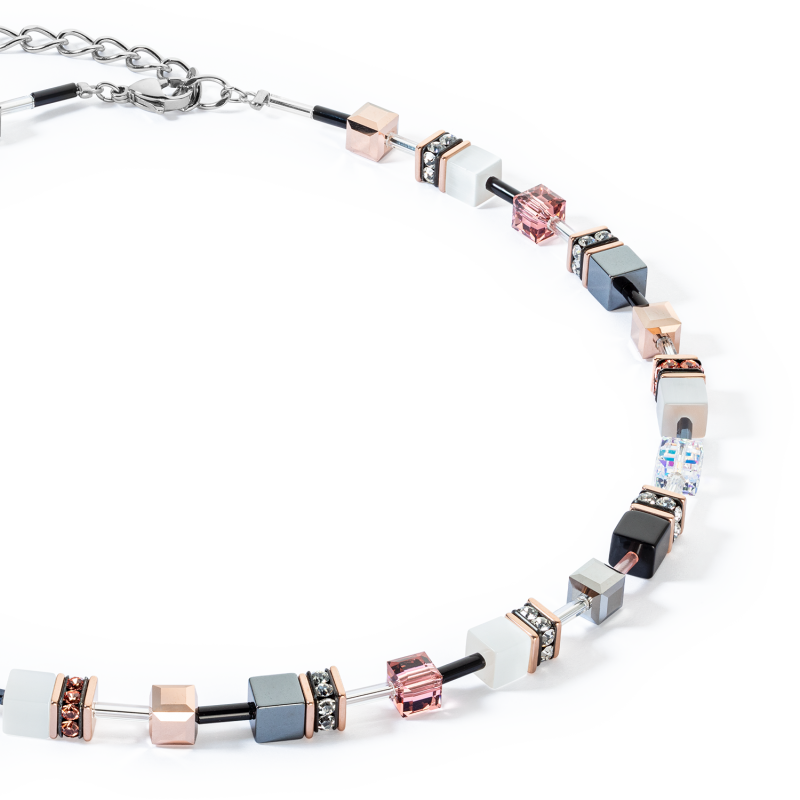 coeur-de-lion-geocube-ketting-iconic-4013-10-1127-zilverkleurig-grijs-zwart-wit-en-roze