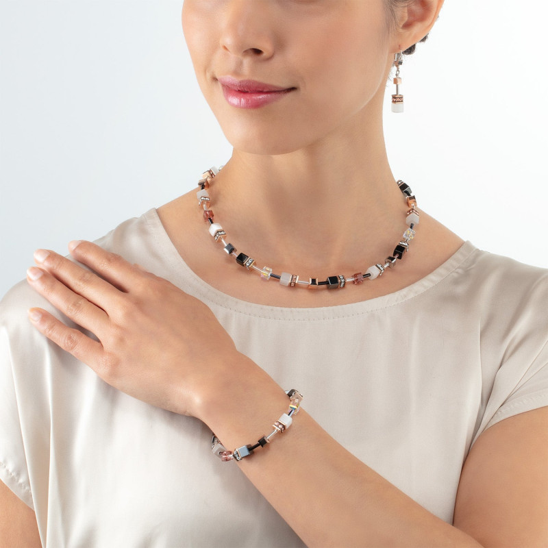 coeur-de-lion-geocube-ketting-iconic-4013-10-1127-zilverkleurig-grijs-zwart-wit-en-roze