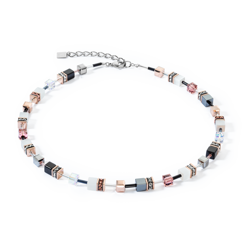 coeur-de-lion-geocube-ketting-iconic-4013-10-1127-zilverkleurig-grijs-zwart-wit-en-roze