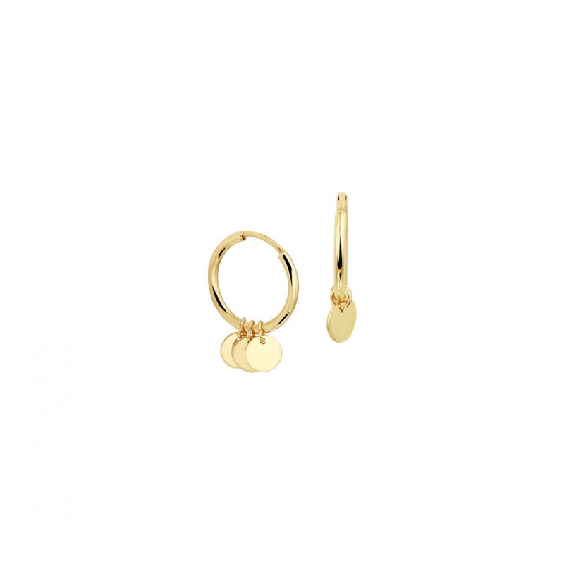 Waarschuwing Dierentuin Artistiek Gouden oorbellen met hanger drie rondjes | Mostert Juweliers