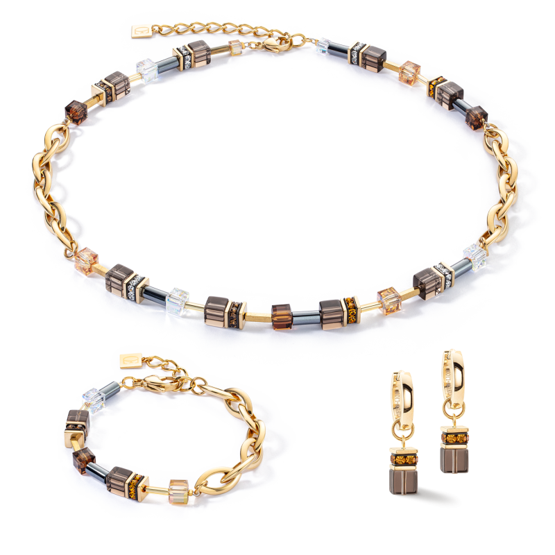 coeur-de-lion-geocube-armband-chunky-chain-4524-30-1116-goudkleurig-met-bruin-lengte-18-21-cm