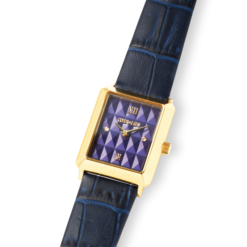 coeur-de-lion-7672-71-0716-horloge-iconic-spikes-met-blauwe-leren-band-en-gold-plated-kast