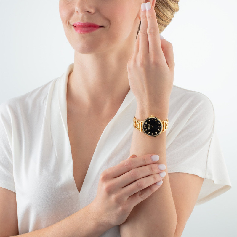 coeur-de-lion-horloge-7612-74-1613-brilliant-glamourous-met-zwarte-wijzerplaat-goudkleurig