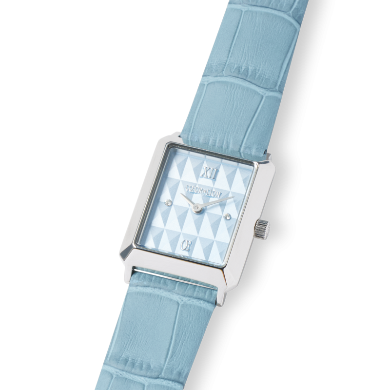 coeur-de-lion-horloge-7670-71-0741-met-blauwe-band-iconic-spikes-van-staal-en-leer