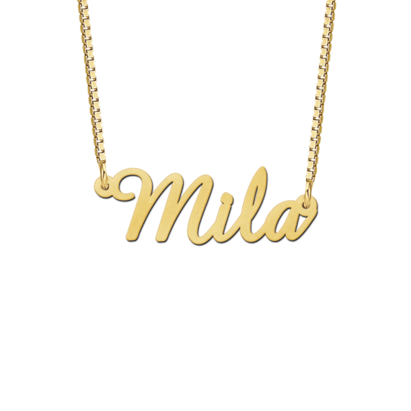 Verplicht Voorzichtigheid wapen Gouden ketting met naam voorbeeld Mila | Mostert Juweliers