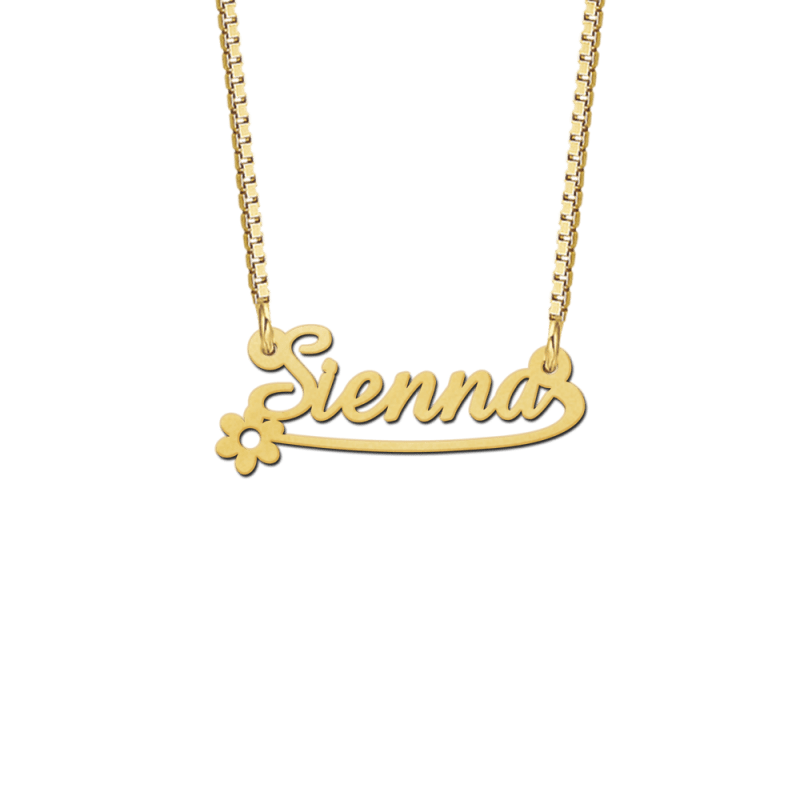 kern lelijk Miniatuur Gouden naamketting kind voorbeeld Sienna | Mostert Juweliers