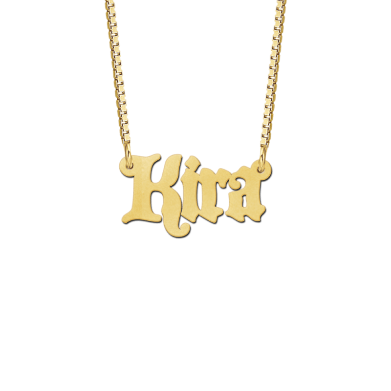 Naam ketting van goud voorbeeld Kira Mostert Juweliers