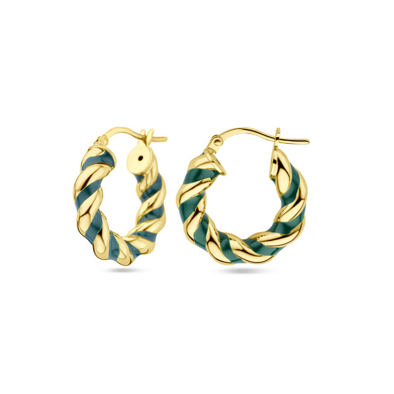 gold-plated-gedraaide-oorringen-met-groene-emaille-5-mm-breed-diameter-21-31-mm