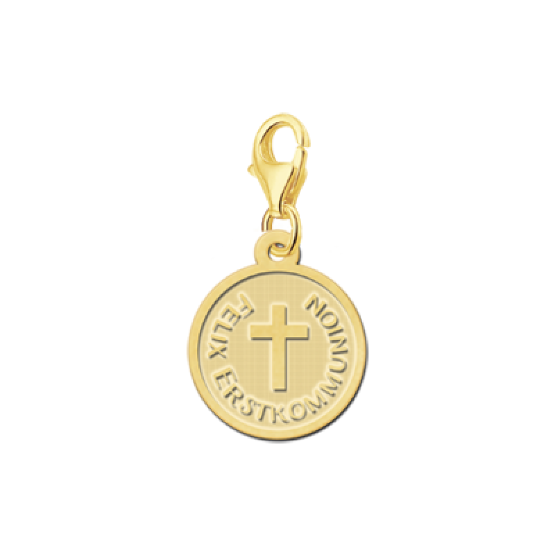 gouden-bedel-rond-met-kruisje-voor-naam-en-datum