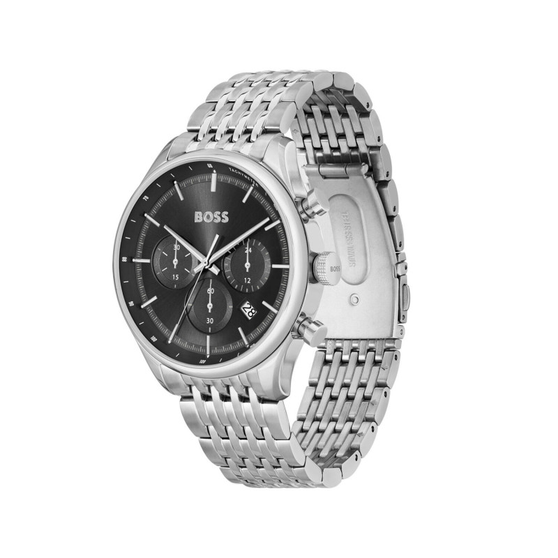 boss-gregor-hb1514082-herenhorloge-van-staal-zilverkleurig-met-zwarte-wijzerplaat-o-45-mm