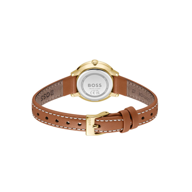 boss-lucia-hb1502817-goudkleurig-stalen-dameshorloge-met-bruine-leren-band-o-28-mm