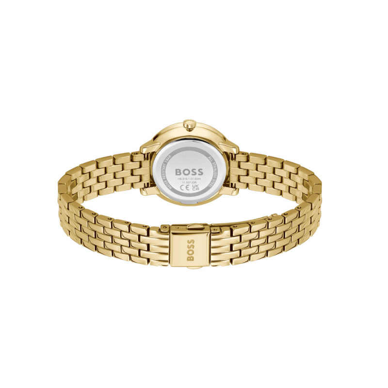 boss-lucia-hb1502835-gold-plated-stalen-dameshorloge-met-zilverkleurige-wijzerplaat-o-28-mm
