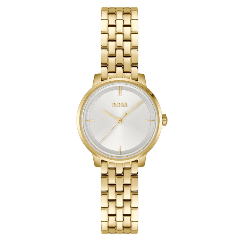boss-lucia-hb1502835-gold-plated-stalen-dameshorloge-met-zilverkleurige-wijzerplaat-o-28-mm