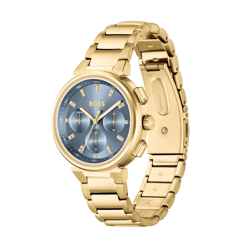 boss-one-hb1502677-dameshorloge-van-staal-goudkleurig-met-blauwe-wijzerplaat-o-38-mm