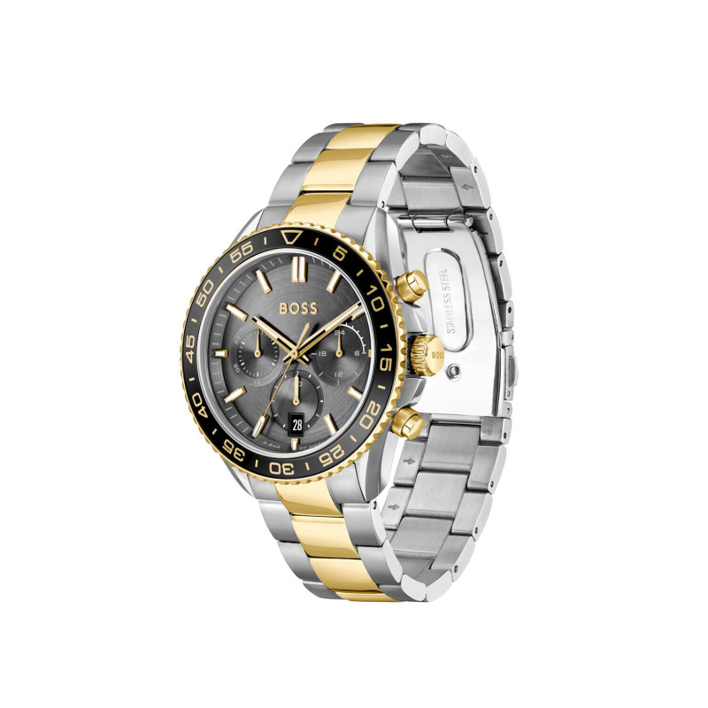 boss-runner-hb1514144-herenhorloge-van-staal-bicolor-met-grijze-wijzerplaat-chronograaf-o-43-mm