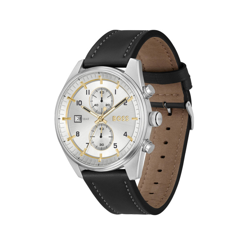 boss-skytraveller-hb1514147-herenhorloge-met-zwarte-leren-band-zilverkleurige-wijzerplaat-chronograaf-o-44-mm