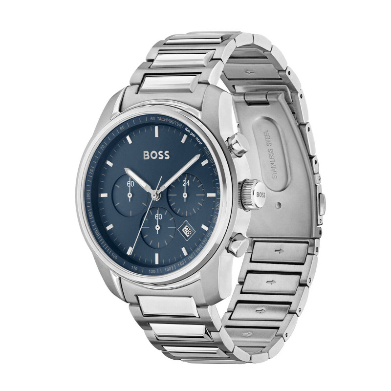 boss-trace-hb1514007-herenhorloge-van-staal-zilverkleurig-met-blauwe-wijzerplaat-chronograaf-o-44-mm