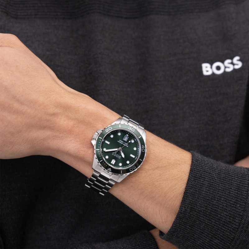 boss-troper-hb1514294-stalen-herenhorloge-zilverkleurig-met-groene-wijzerplaat-o-41-mm