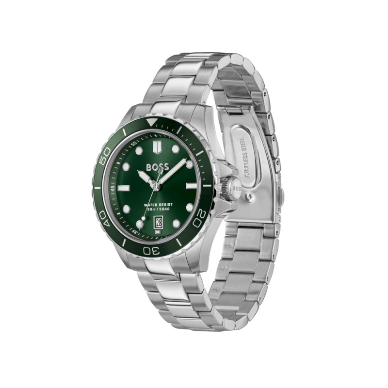 boss-troper-hb1514294-stalen-herenhorloge-zilverkleurig-met-groene-wijzerplaat-o-41-mm
