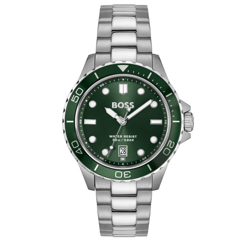 boss-troper-hb1514294-stalen-herenhorloge-zilverkleurig-met-groene-wijzerplaat-o-41-mm