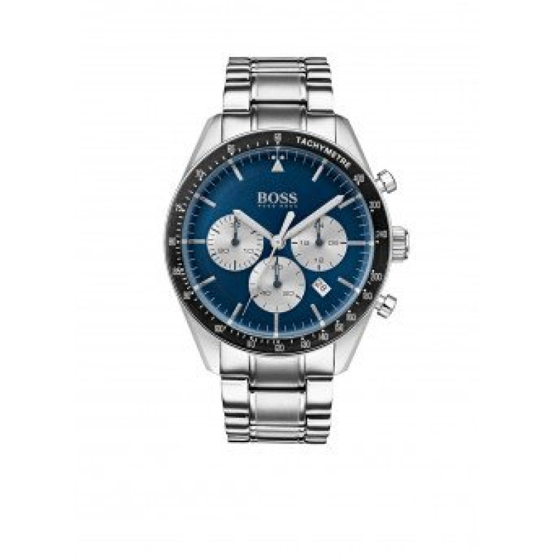 Hugo Boss Grand Prix HB1513478 44mm zilver blauw herenhorloge met chro —  Horlogeplanet