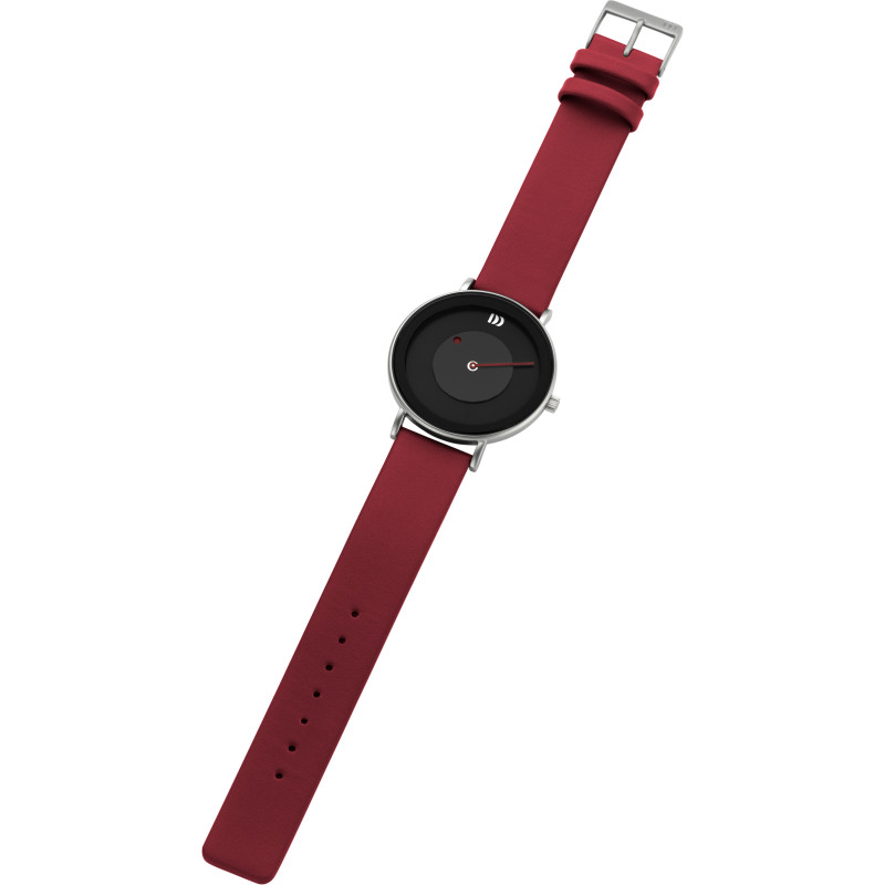 danish-design-mane-iq24q1260-dameshorloge-met-ronde-stalen-kast-en-rode-leren-band-39-mm