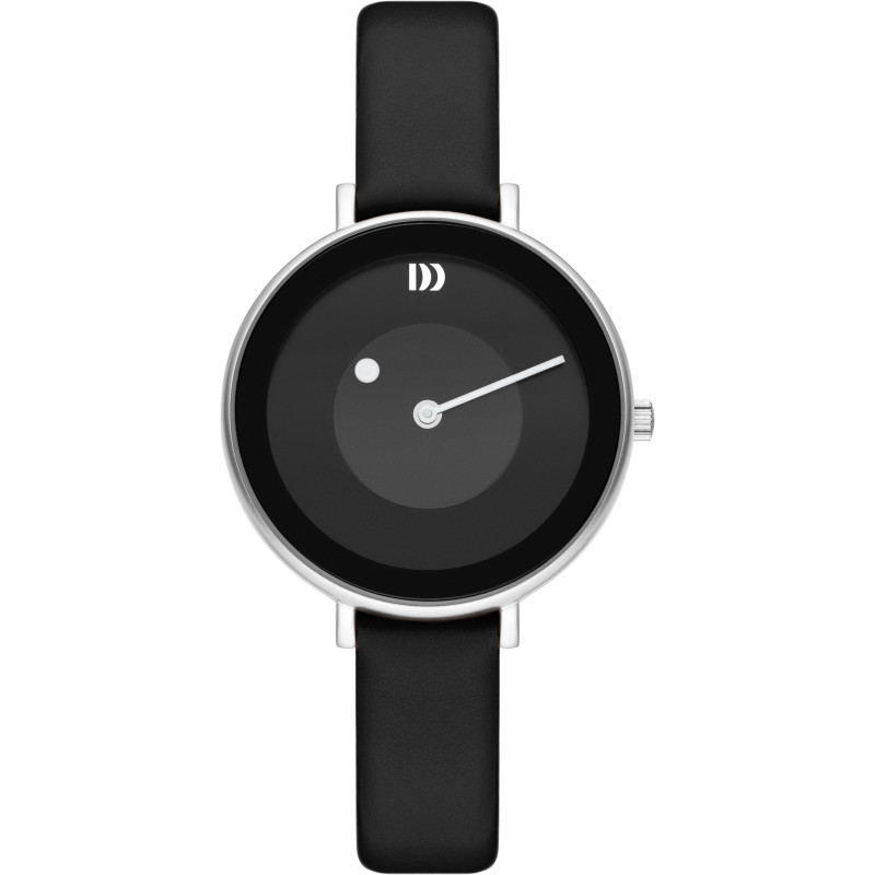 Danish Design MÅNE IV13Q1260 Zwart en rond dameshorloge met leren
