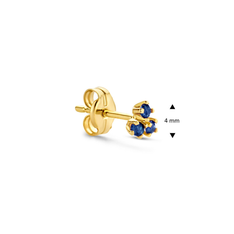 jackie-gold-jks20014-14-karaat-gouden-oorknopje-met-3-blauwe-saffieren-per-stuk