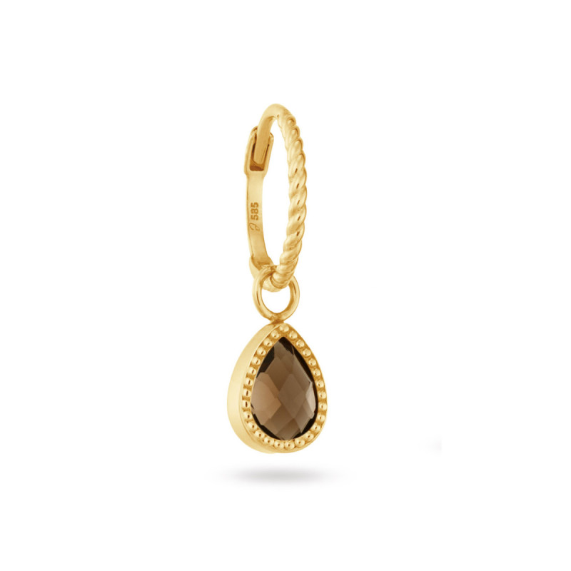 jackie-gold-jks25561-14-karaat-gouden-oorring-met-bruine-rookkwarts-druppel-per-stuk